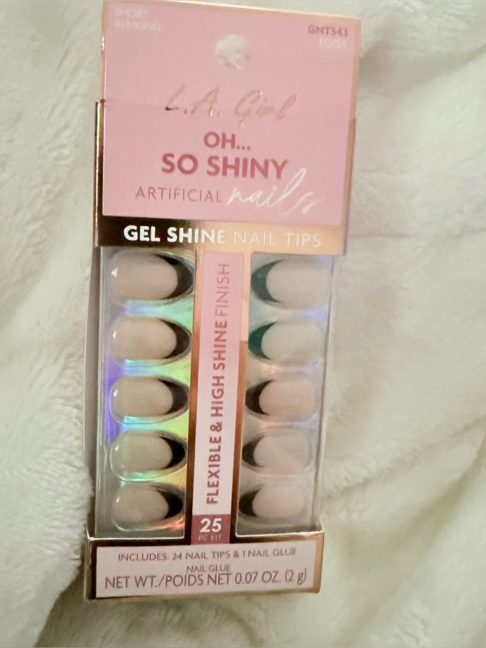 New LA Girl Oh... So Shiny Gel Shine Nail Tips - Pink & black - short almond